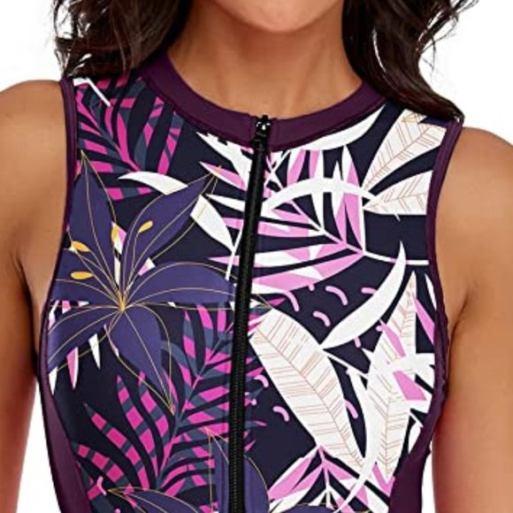 LVZIJUN One Piece High Neck UPF 50 Surfing Swimsuit  🏄  NEW! - Picture 2 of 16